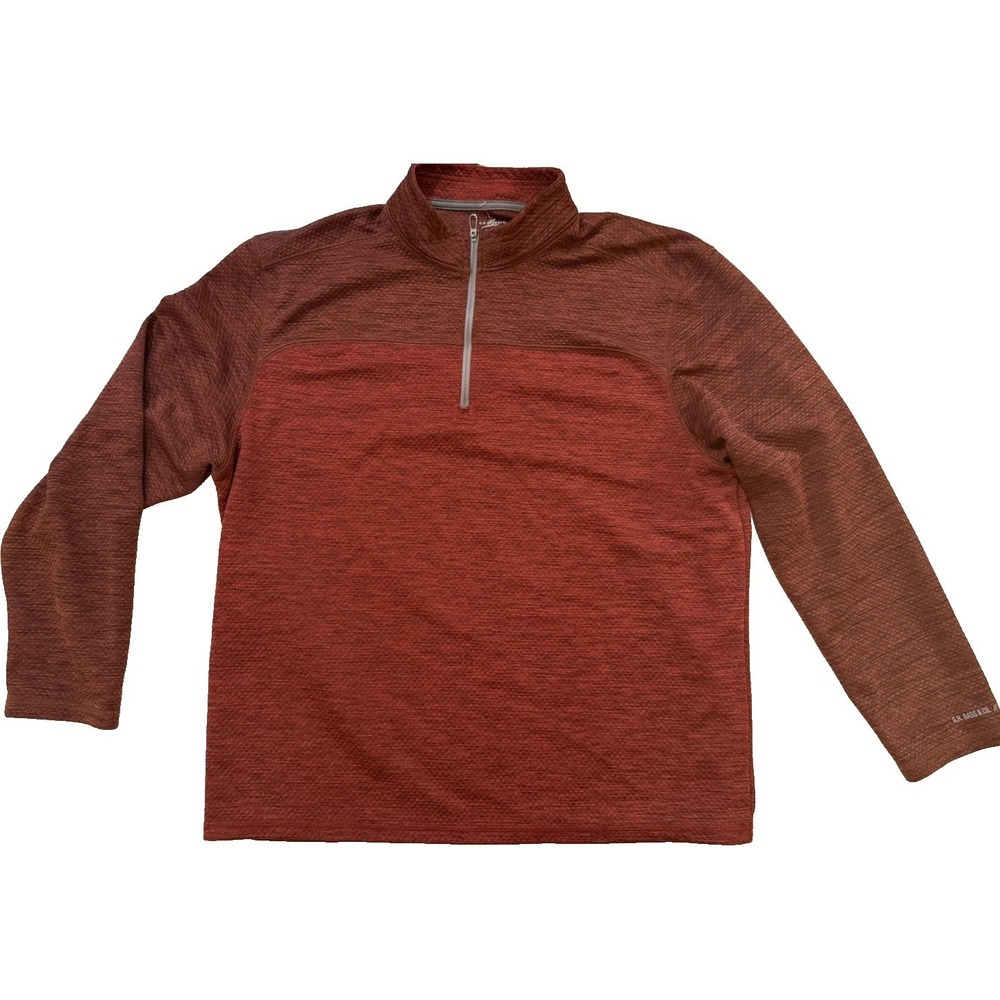 GH Bass Quarter Zip Shirt Mens XL Red Textured Knit‎ Outdoor Hiking Gorpcore